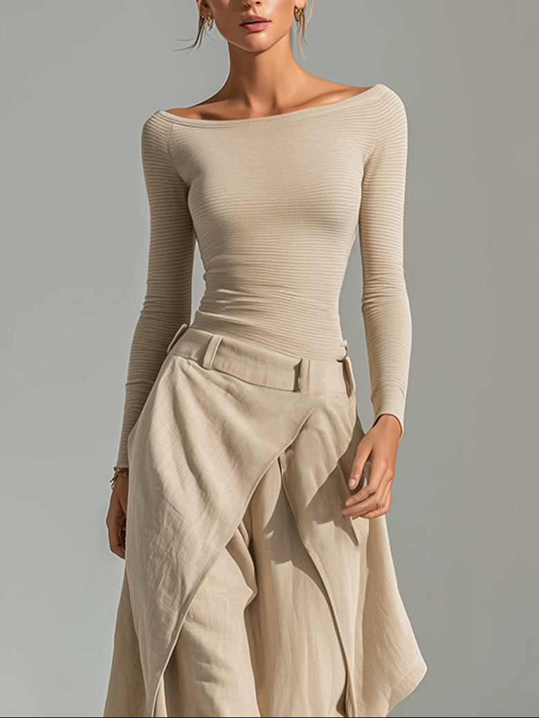 Marceline Joy | Boat Neck Top and Wide-Leg Trouser Set
