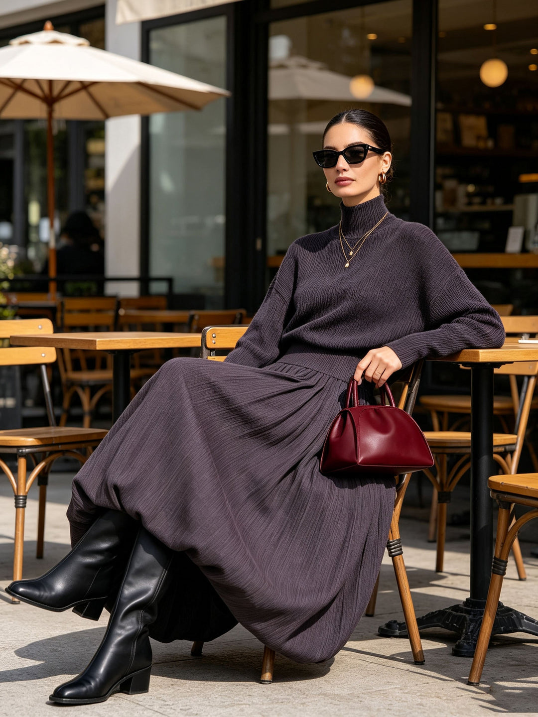 Josephine Blair | High Neck Sweater Maxi Dress