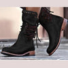 Black Lace-Up Ankle Boots with Studs
