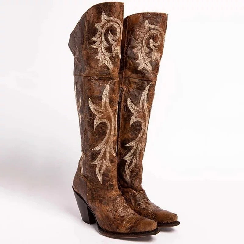Embroidered Western High Boots
