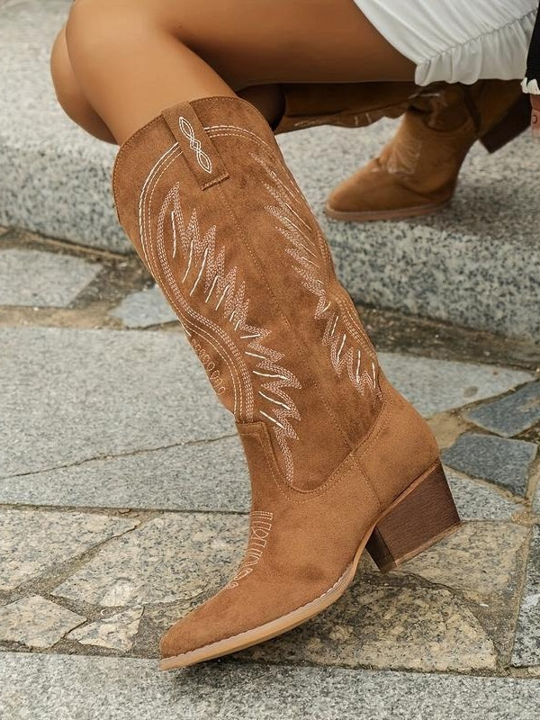 Black Rhinestone Embroidered Western Boots