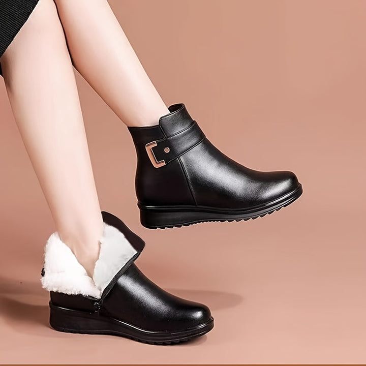 Samantha | Cozy Buckle Ankle Boots for Women