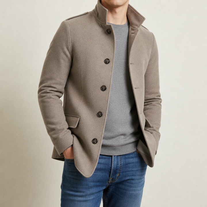 Nathaniel | Men's Slim Short Wool Blend Coat with Lapel