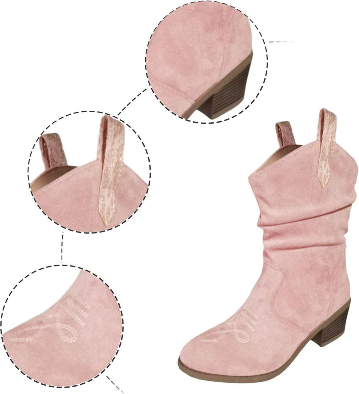 Braided Strap Ankle Boots, Western Style