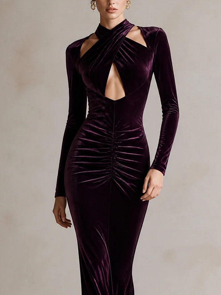Ottilie Rae | Velvet Halter Mermaid Maxi Dress
