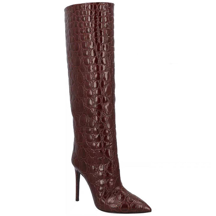 Black Snake Print Stiletto Boots