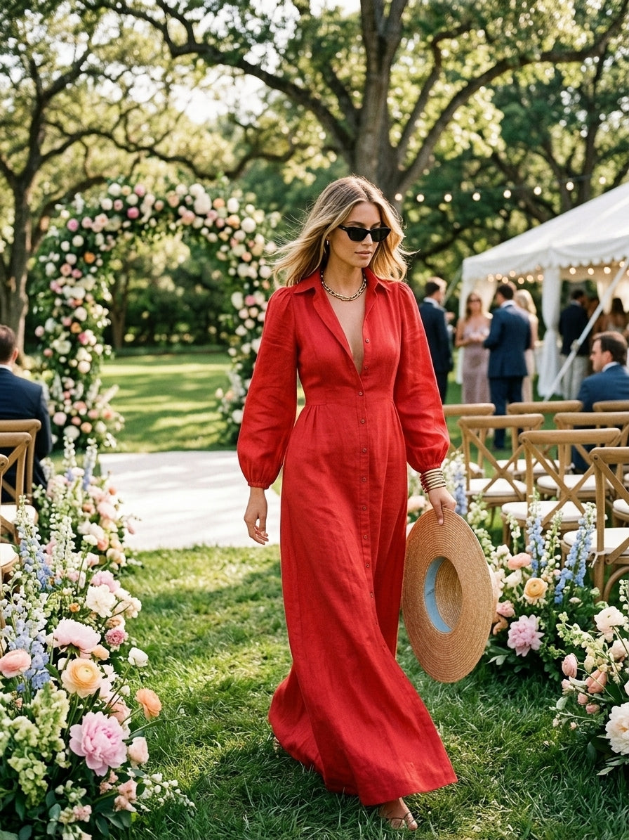 Freya | Single-Breasted Long Sleeve Maxi Dress