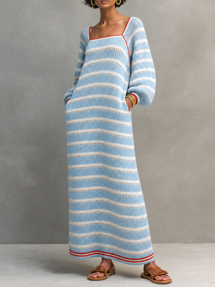 Josephine | Striped Square Neck Sweater Dress