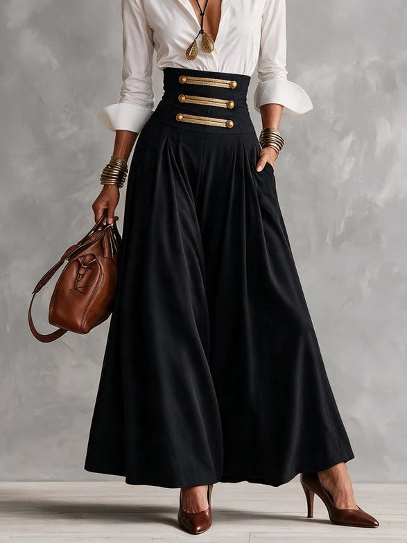 Genevieve Rae | Collar Shirt and High-Waist Skirt Set