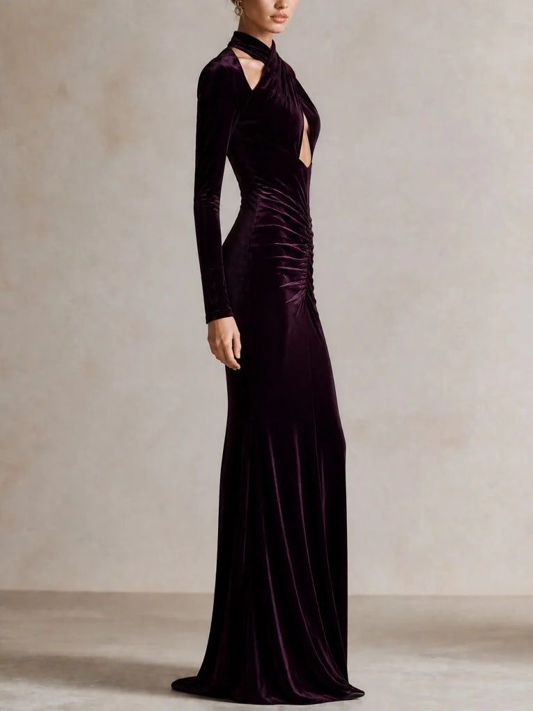 Ottilie Rae | Velvet Halter Mermaid Maxi Dress