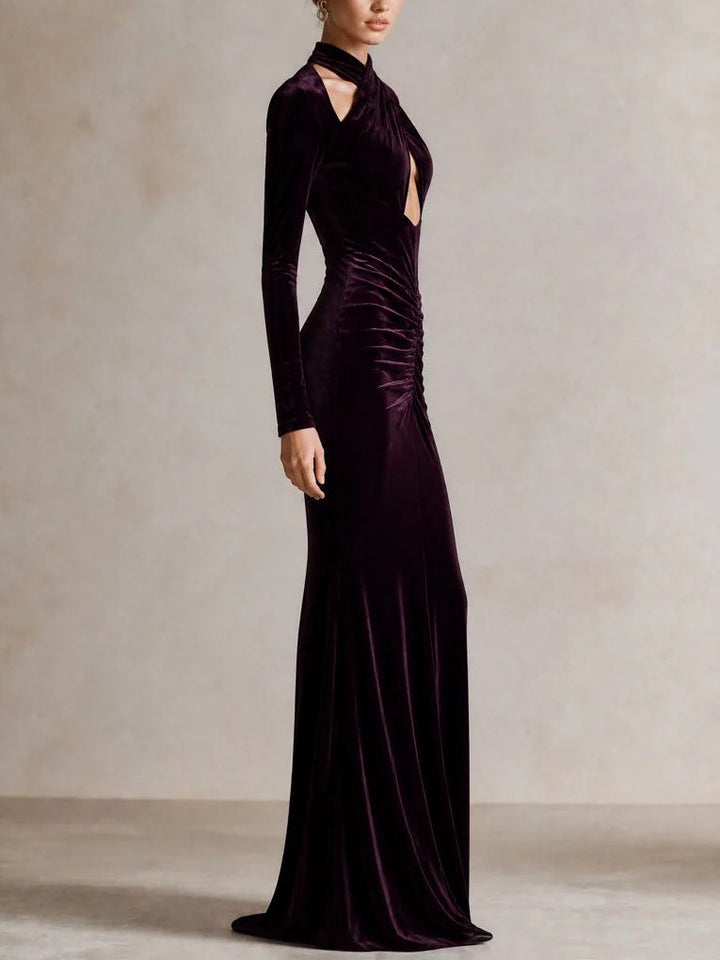 Ottilie Rae | Velvet Halter Mermaid Maxi Dress