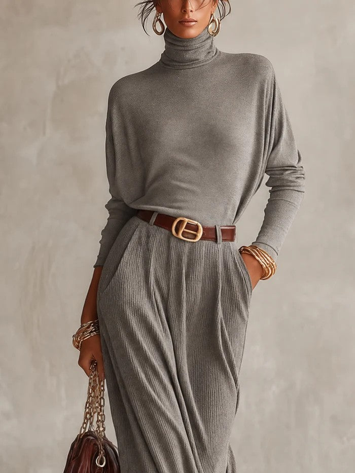 Rosalind Thea | Turtleneck Batwing Wrap Sweater Dress
