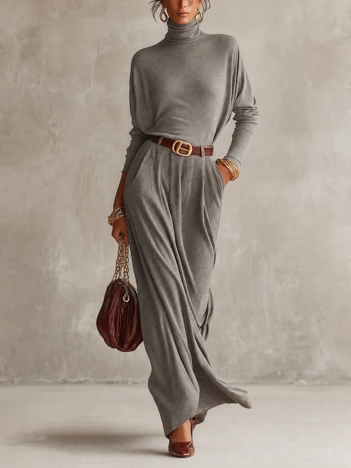 Rosalind Thea | Turtleneck Batwing Wrap Sweater Dress