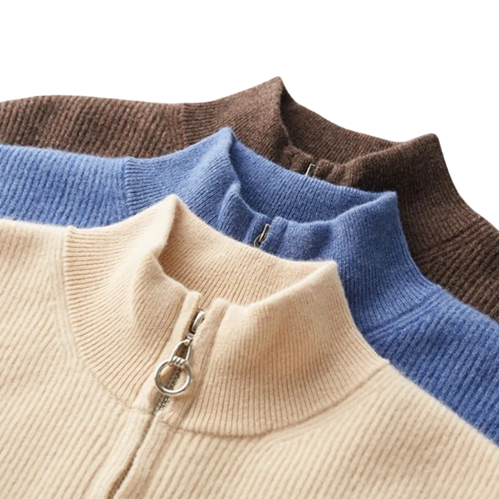 Alessandro | Men's Cashmere Zip-Up Sweater with Stand-Up Collar