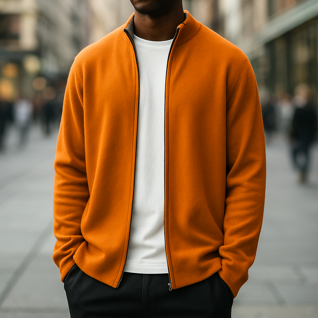 Alessandro | Cashmere Zip-Up Sweater with Ribbed Collar