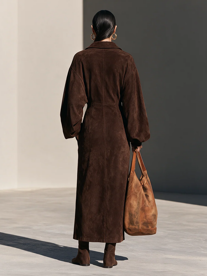Marisol Rae | Suede Half-Zip Maxi Dress
