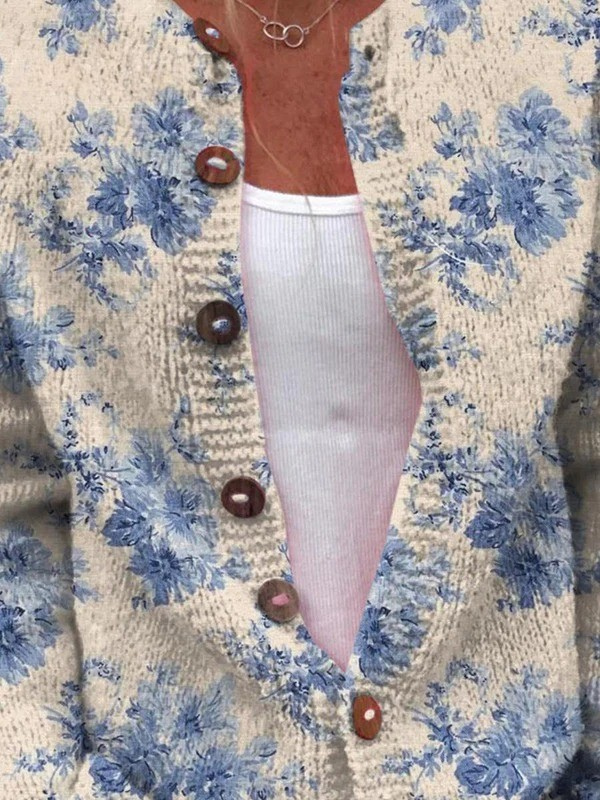Renata | Blue Floral Cardigan Sweater