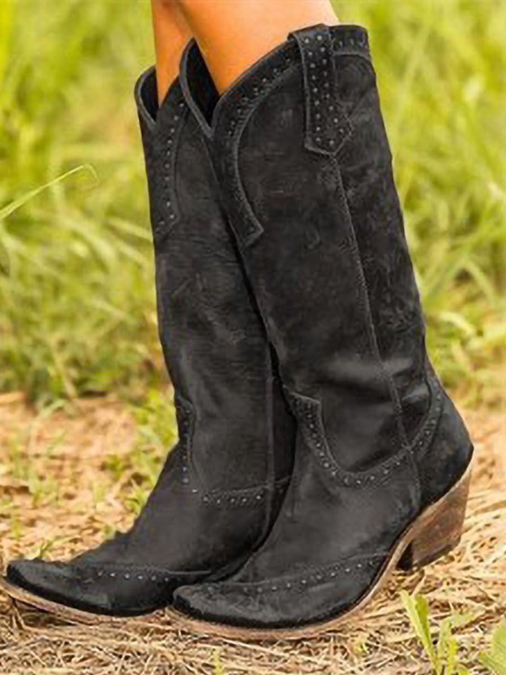 Black Studded Western Cowboy Boots