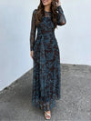 Delphine | Floral Print Mesh Maxi Dress