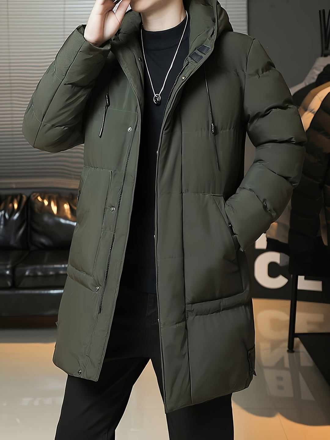 Donovan | Men's Long Puffer Coat with Hood
