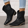 Black Faux Leather Western Boots with Studs