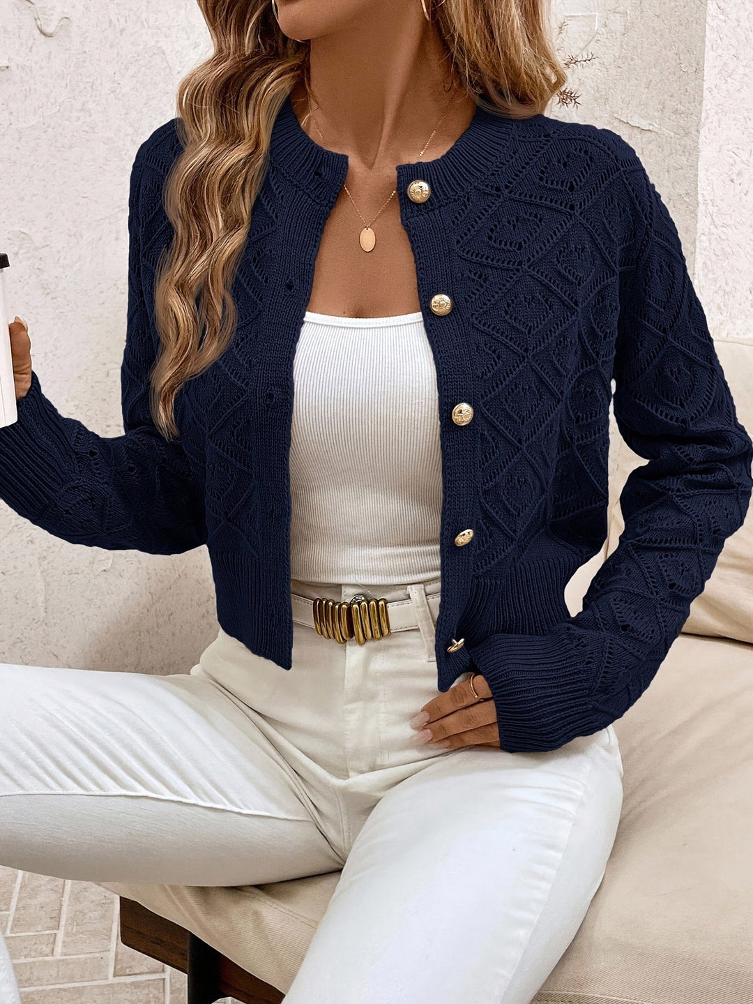 Taylor | Textured Button-Front Cardigan Sweater