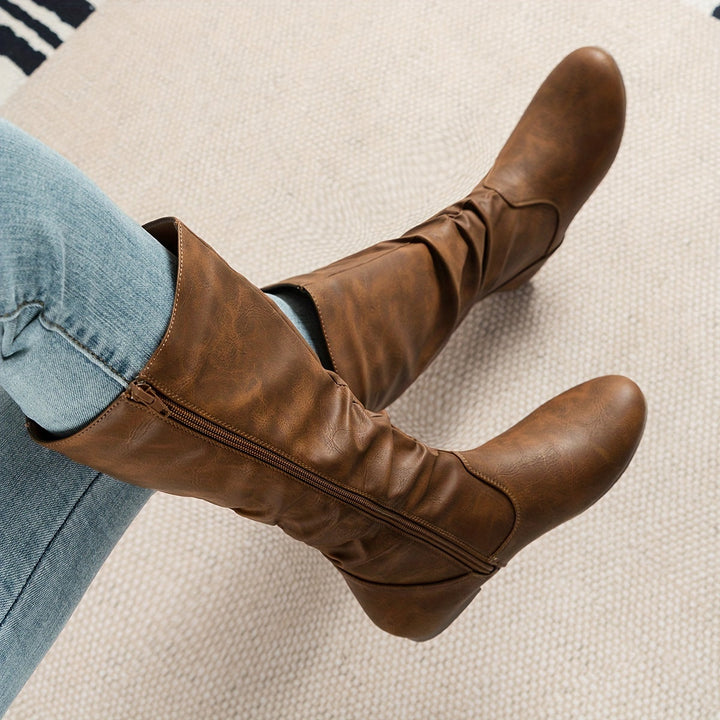 Juniper | Slouched Mid-Calf Boots with Side Zip