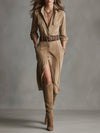 Marisol Wren | Faux Suede Midi Dress
