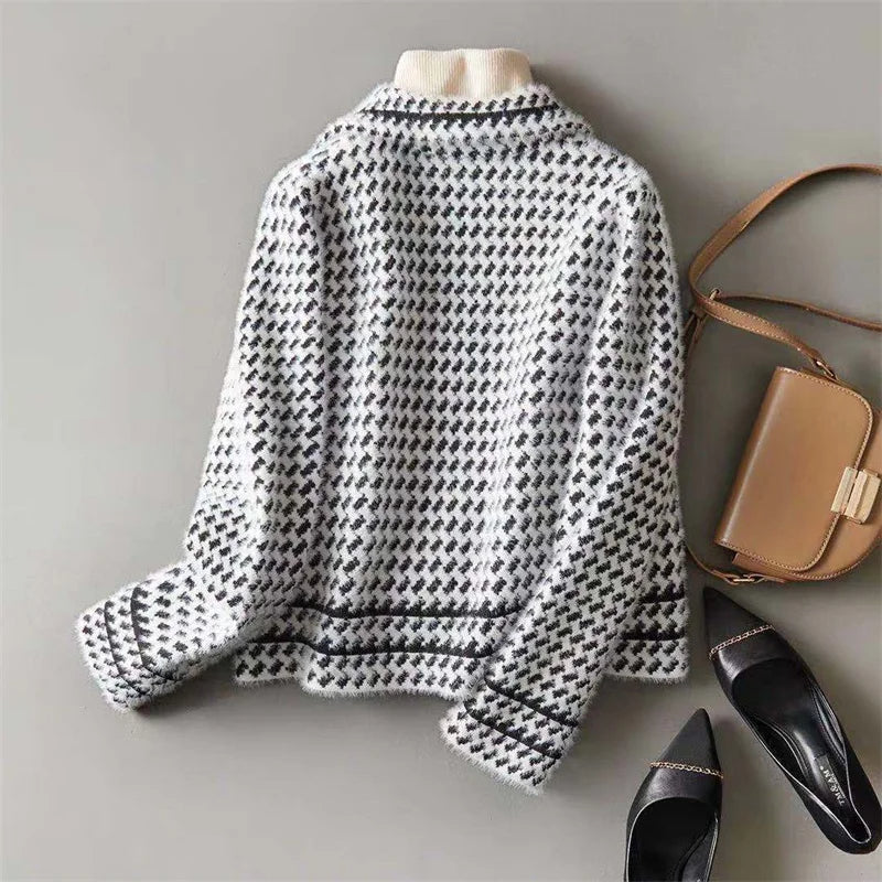 Harmony | Wool Cashmere Houndstooth Jacket
