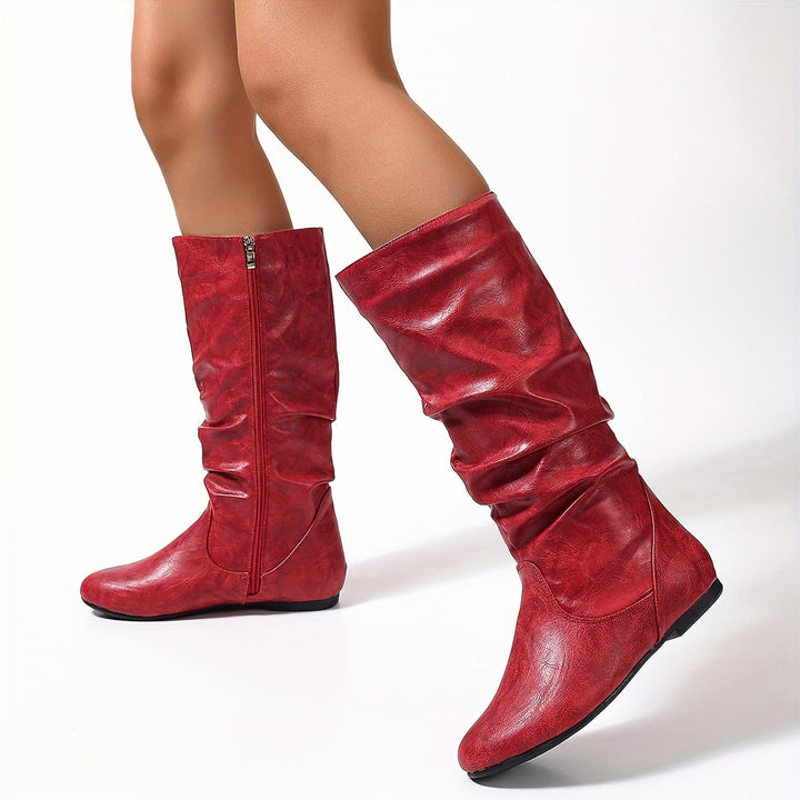 Juniper | Slouched Mid-Calf Boots with Side Zip