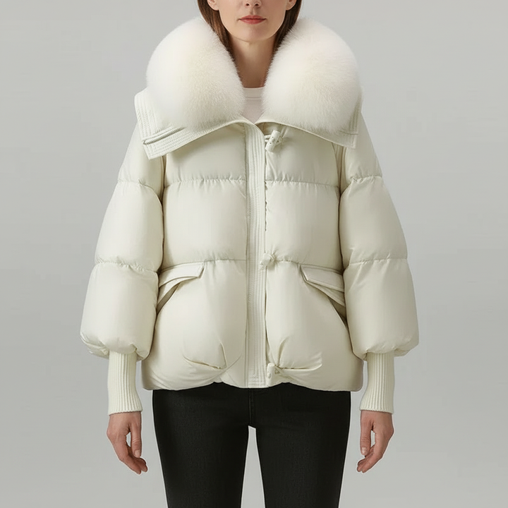 Layla | Long Puffer Coat with Faux Fur Hood
