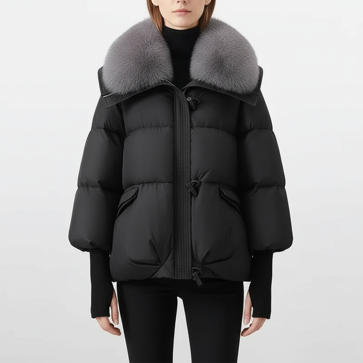 Layla | Long Puffer Coat with Faux Fur Hood