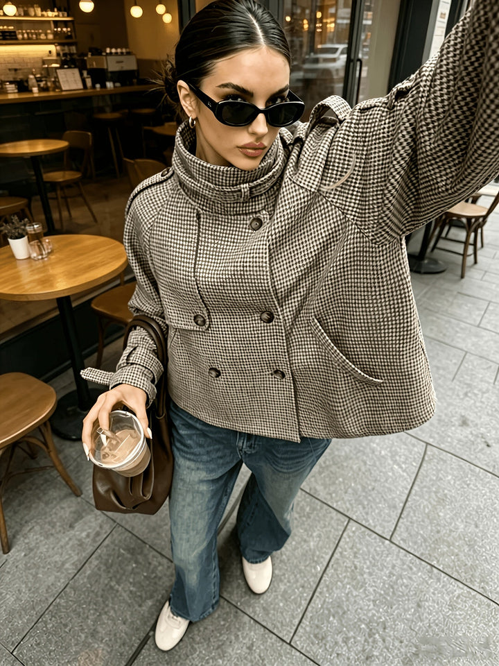 Rosalind Hayes | Stand-Collar Houndstooth Jacket