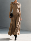 Marceline | Cowl Neck Long Sleeve Maxi Dress