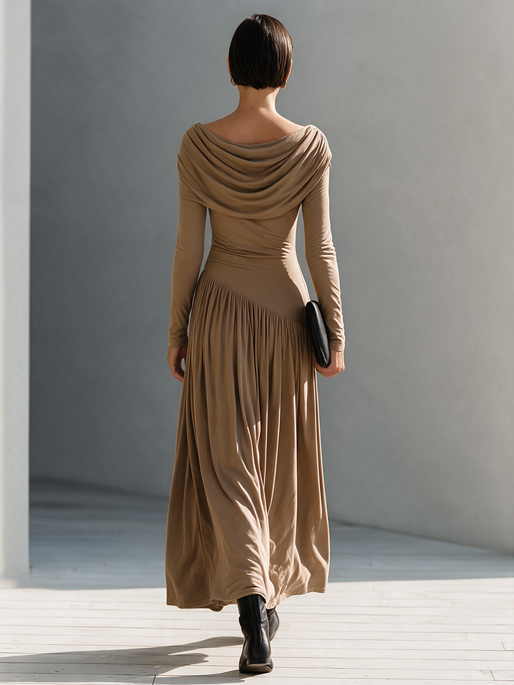 Marceline | Cowl Neck Long Sleeve Maxi Dress