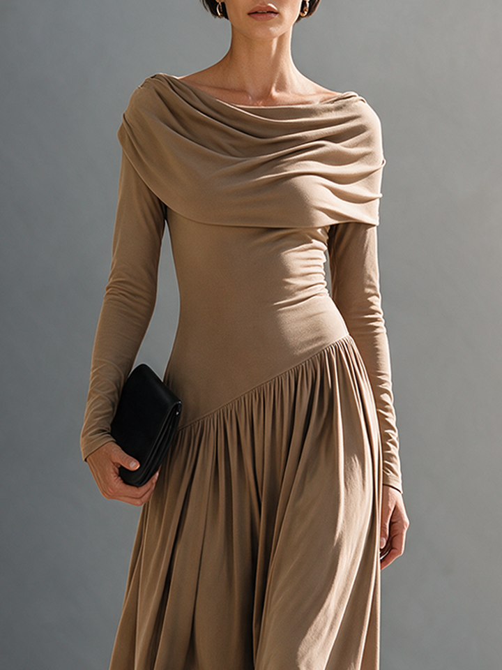 Marceline | Cowl Neck Long Sleeve Maxi Dress