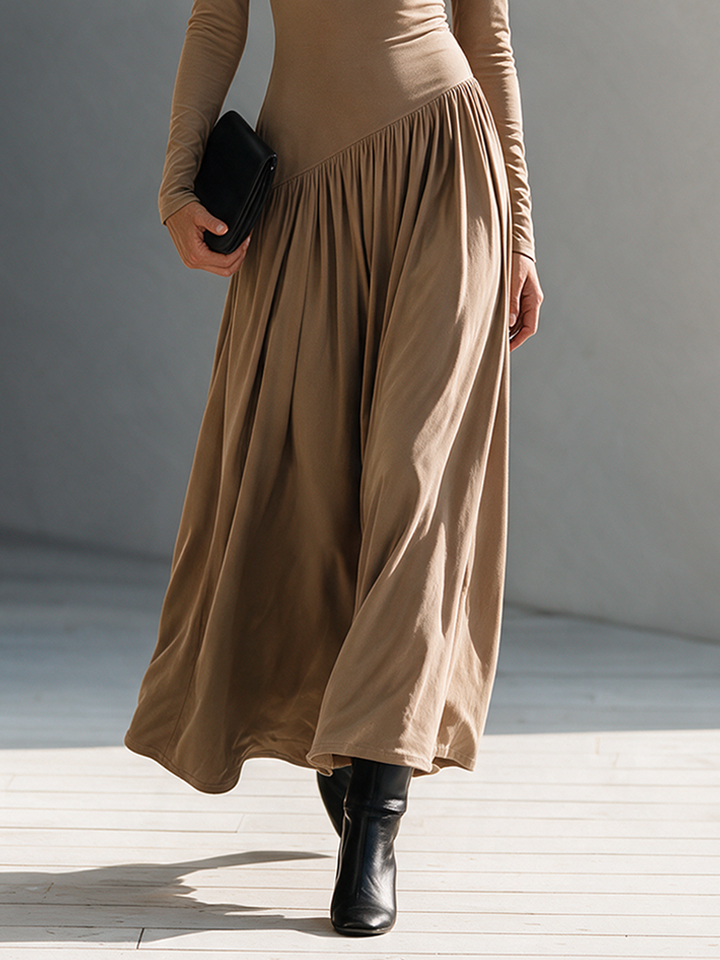 Marceline | Cowl Neck Long Sleeve Maxi Dress