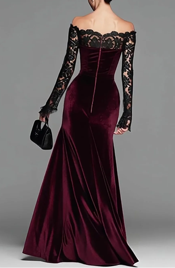 Seraphina | Velvet Lace Off-Shoulder Mermaid Gown