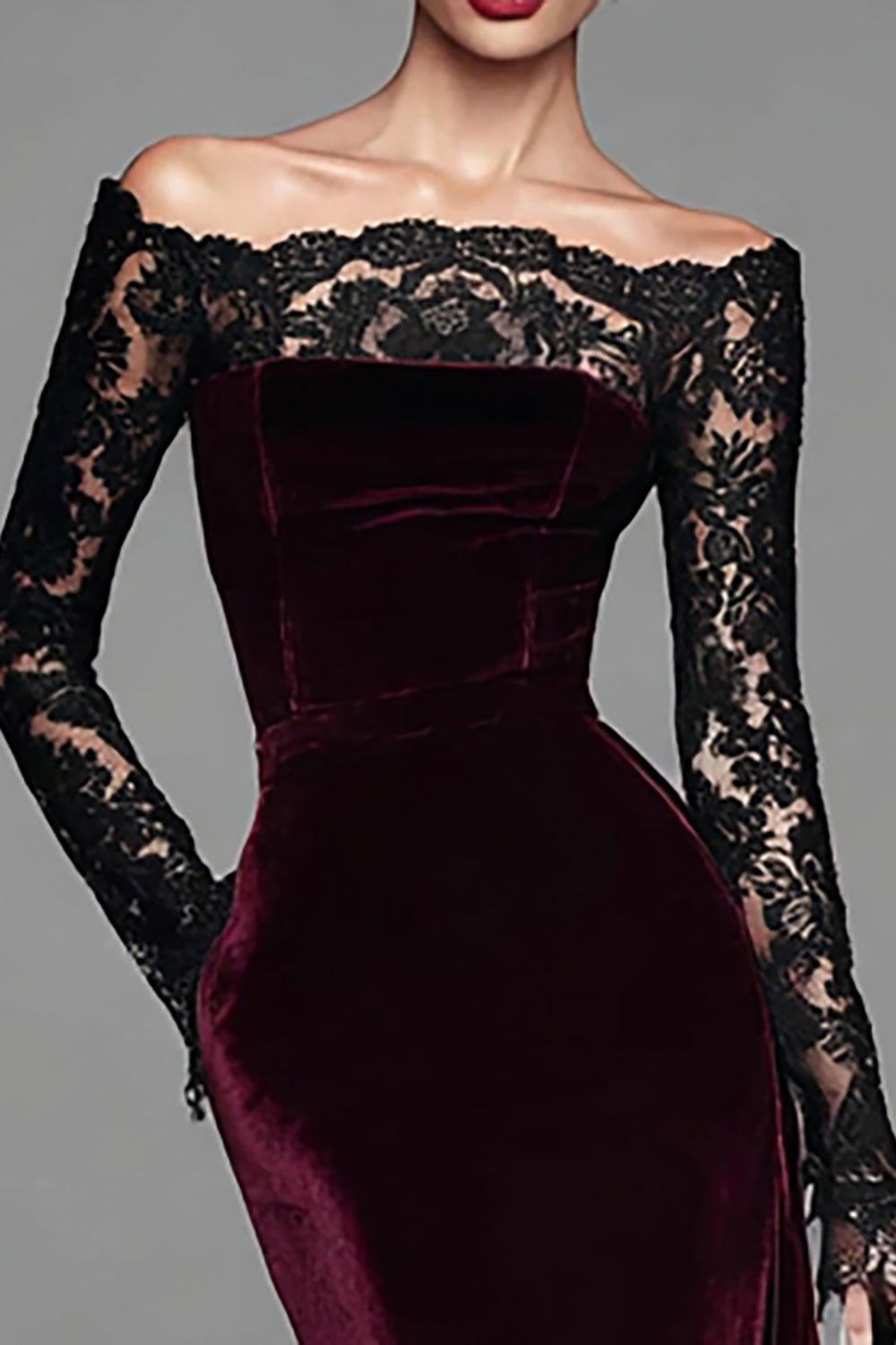 Seraphina | Velvet Lace Off-Shoulder Mermaid Gown