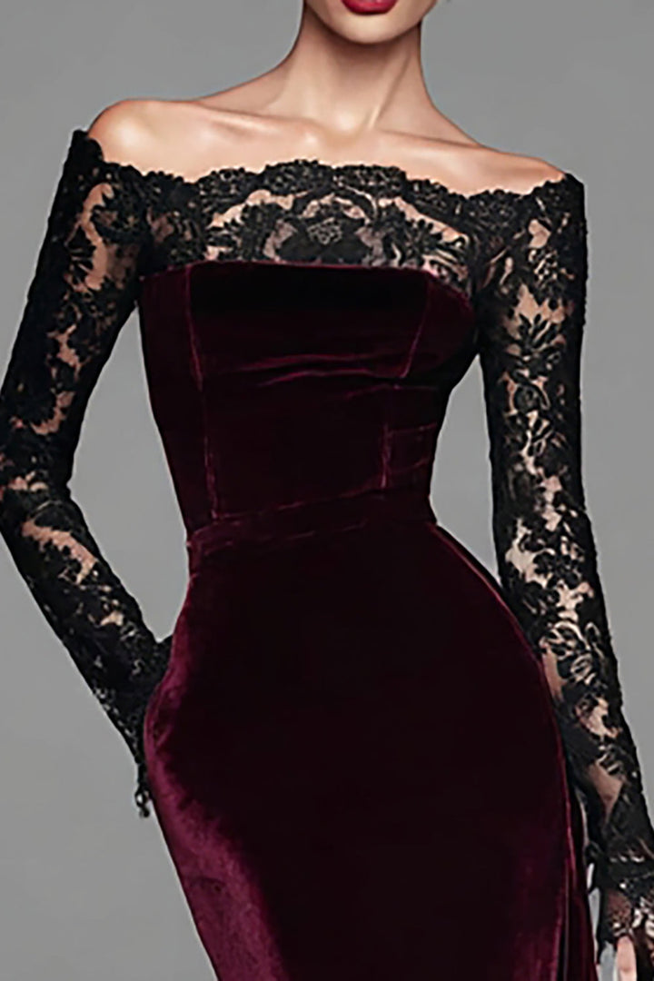 Seraphina | Velvet Lace Off-Shoulder Mermaid Gown