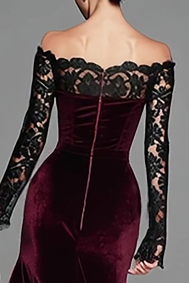 Seraphina | Velvet Lace Off-Shoulder Mermaid Gown