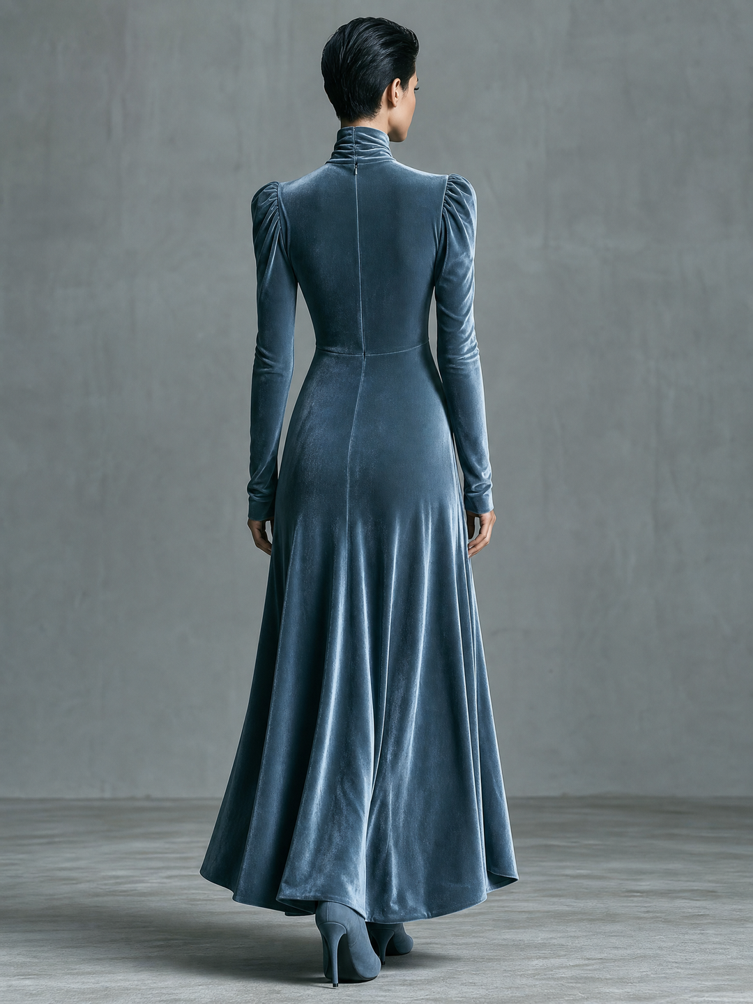 Marisela | Velvet Twist Mock Neck Maxi Dress