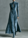 Marisela | Velvet Twist Mock Neck Maxi Dress