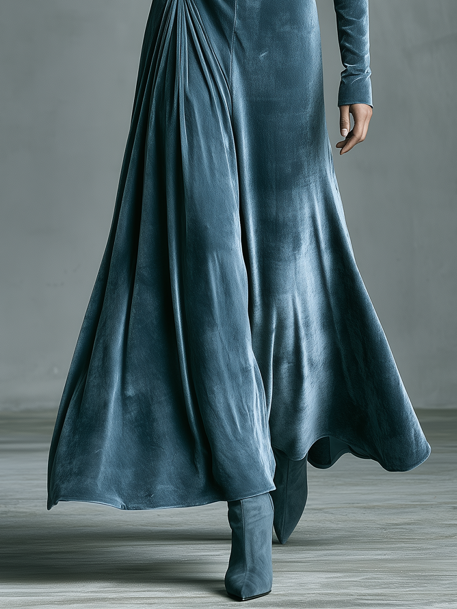 Marisela | Velvet Twist Mock Neck Maxi Dress