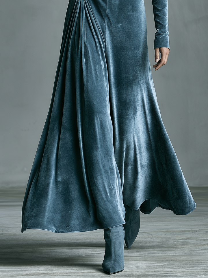 Marisela | Velvet Twist Mock Neck Maxi Dress