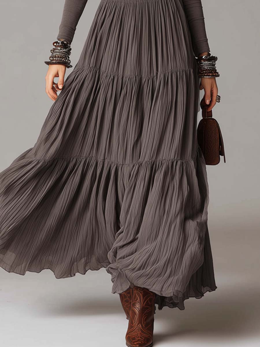 Winslow Faye | Turtleneck Top and Pleated Maxi Skirt Set