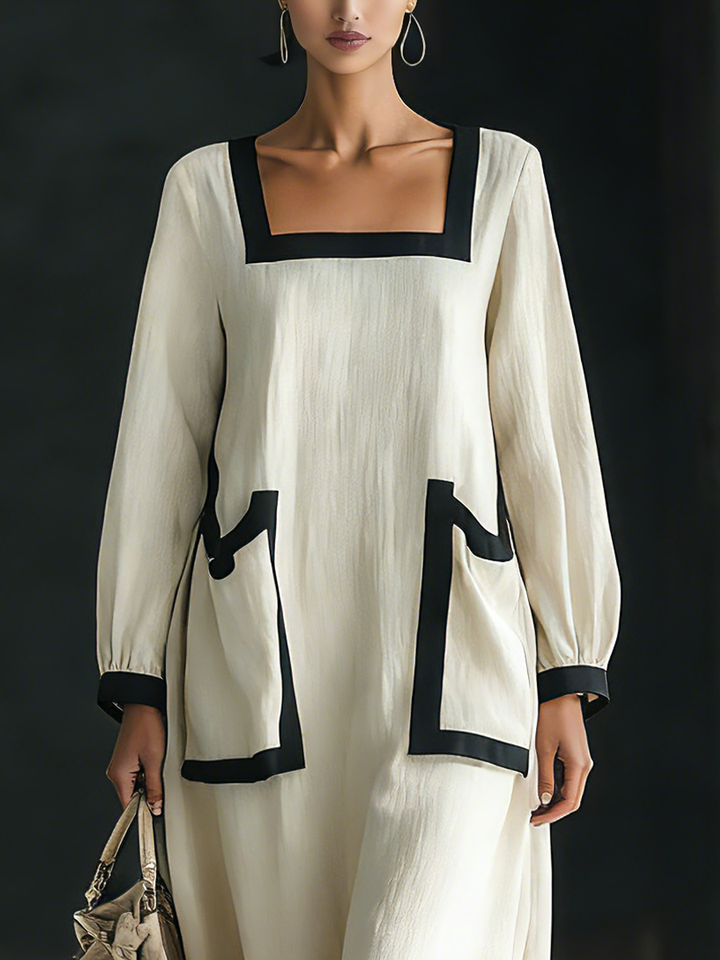 Seraphine Odette | Square Neck Maxi Dress with Oversized Pockets