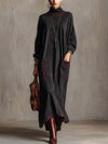 Marisol Fontaine | Black Faux Suede Mock Neck Sweater Dress