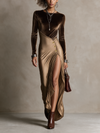 Odessa | Two-Tone Velvet Satin Maxi Dress