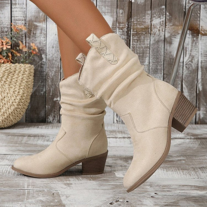 Braided Strap Ankle Boots, Western Style